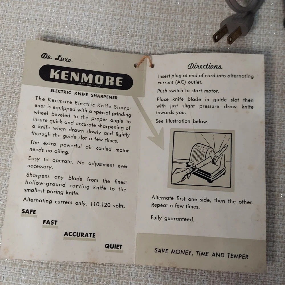Vtg Kenmore Electric Knife Sharpener Model 8353 w/original Box, Pamplet, Booklet